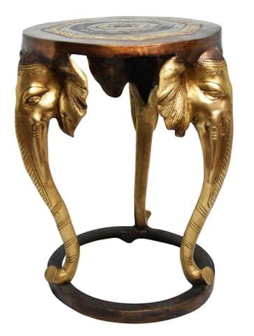 Brass Showpiece Brass Stool Statue - 12*12*18 Inch (BS1516 A)
