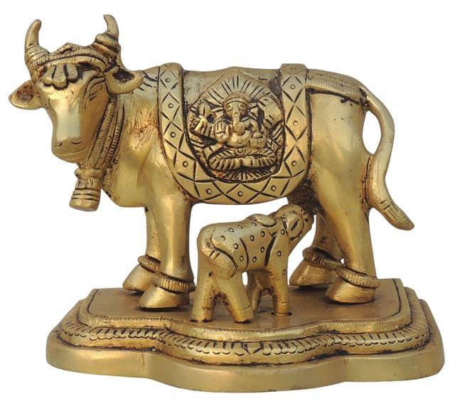 Brass Showpiece Cow with Calf LG statue  - 5.3*3.6*4.6 Inch (BS1442 C)