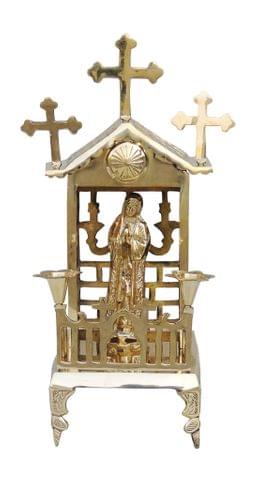 Brass Mary Statue Church with Candle Stand - 7*6*15.5 (Z576 F)