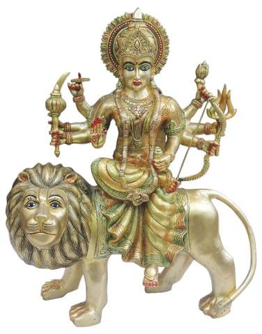 Brass Showpiece Durga Ji God Idol Statue - 19.5*8*24 Inch (BS937 K)