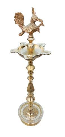 Brass Table Decor Mahabharat Oil Lamp, Deepak - 8.5*8.5*32.5 Inch (F686 G)