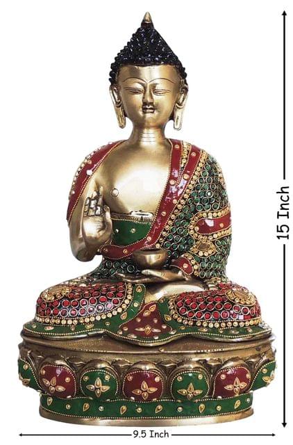 Brass Showpiece Buddha Ji God Idol Statue - 9.5*8*15 Inch (BS1547 G)