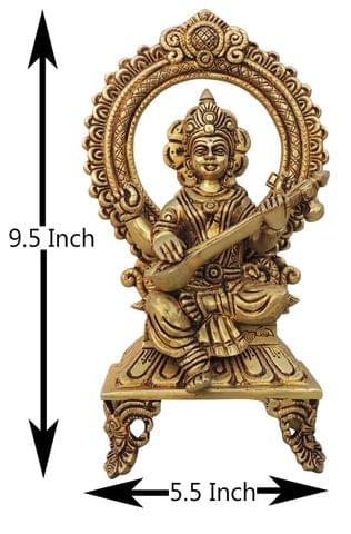Brass Showpiece Saraswati Ji Idol Statue - 5.5*3*9.5 Inch (BS1540 E)