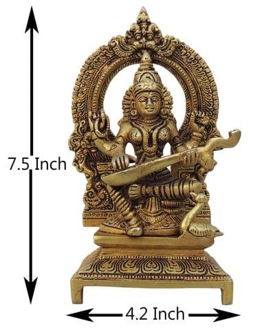 Brass Showpiece Saraswati Ji Idol Statue - 4.2*2.6*7.5 Inch (BS1539 C)