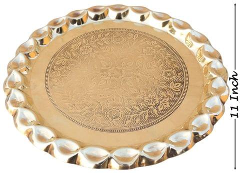 Brass Plate With Flower Design - 11*11*0.5 Inch (Z587 D)