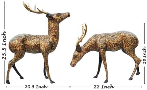 Brass Showpiece Deer Pair Statue (AN236 B)