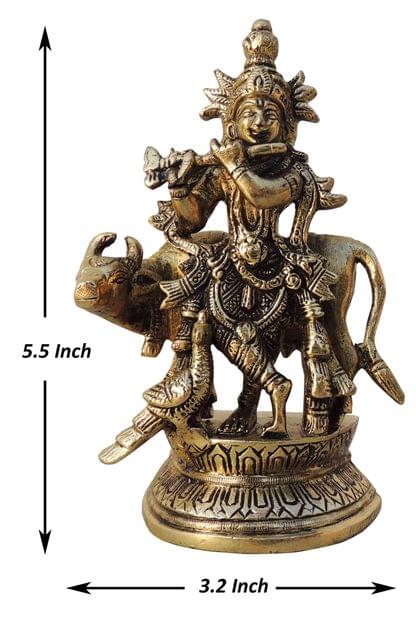Brass Krishna with Cow Idol statue -3.2*2*5.5 Inch (BS1579 C)
