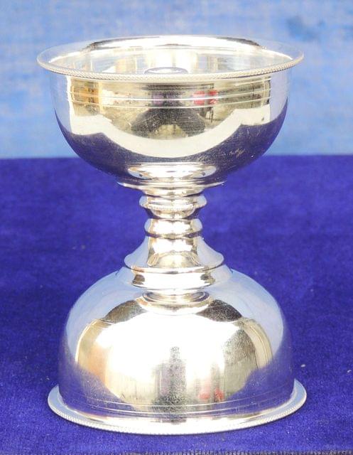 Pure Silver Table Decor Akhand Deepak With 92.5 Hallmarked - 2.1*2.1*3 Inch (SL057 A)