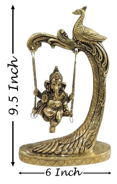 Brass Showpiece Ganesh Jhula God Idol Statue - 6*3*9.5 Inch (BS1343 G)