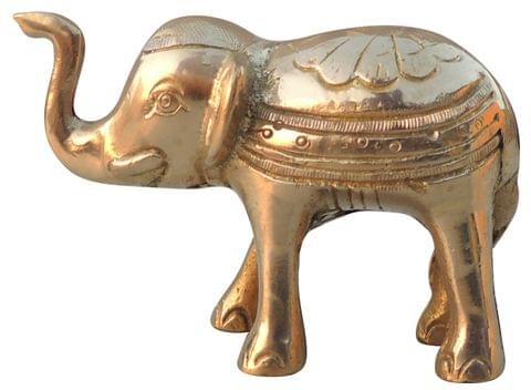 Brass Home Decorative Elephant Showpiece Statue - 3.5*1.3*2.2 Inch (AN243 B)