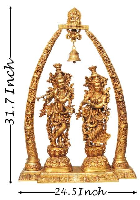 Brass Showpiece Darbar Radha Krishna God Idol Statue - 24.5*9.8*31.7 Inch (BS301 E)