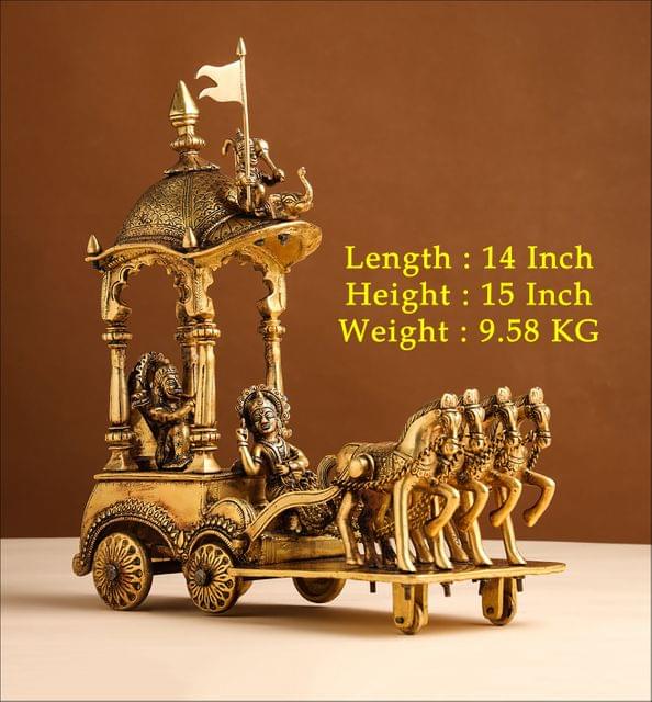 Brass Showpiece Arjun Rath Statue 14*6.5*15 Inch (BS070 Y)