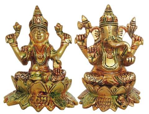 Brass Showpiece Laxmi Ganesh Pair God Idol Statue (BS1411)