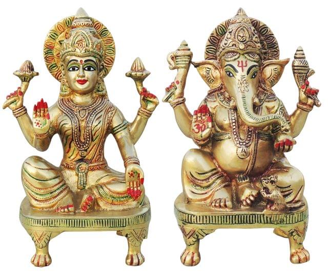 Brass Showpiece Laxmi Ganesh Pair God Idol Statue (BS1285)
