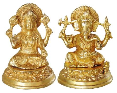 Brass Showpiece Laxmi Ganesh Pair God Idol Statue (BS1040)
