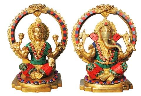 Brass Showpiece Laxmi Ganesh Pair God Idol Statue (BS1005)