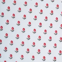 White Cotton Floral Print Fabric