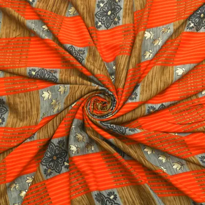 Red and Blue Foil Print Rayon Loom