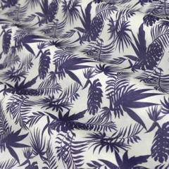 Cobalt Blue Tropical Print Satin Fabric