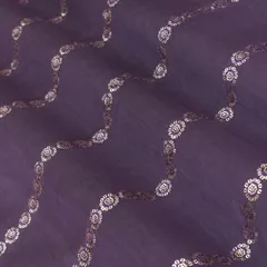 Purple Chanderi Silk Sequins Embroidery Fabric