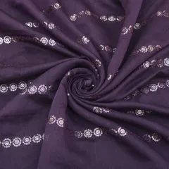 Purple Chanderi Silk Sequins Embroidery Fabric