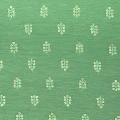 Medium Spring Green Chanderi Sequins Embroidery Fabric