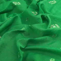 Jupiter Green Chanderi Traditional look Motif Sequins Embroidery Fabric