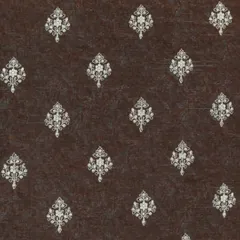 Coffee Brown Chanderi Print Motif Sequins Embroidery Fabric