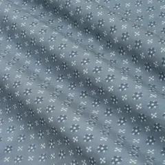 Grey Muslin Floral Digital Print Fabric