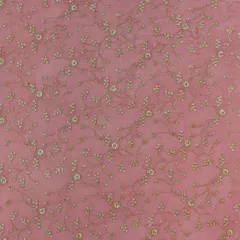 Baby Pink Chanderi Floral Threadwork Sequin Embroidery Fabric