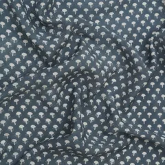 Slate Grey Muslin Floral Pattern Print Fabric