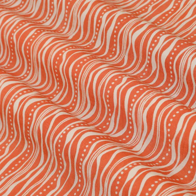 Light Orange Muslin Flowy Stripe Pattern Print Fabric