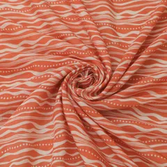 Light Orange Muslin Flowy Stripe Pattern Print Fabric