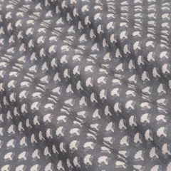 Stone Grey Muslin Floral Pattern Print Fabric