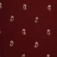 Mahogany Red Chanderi Floral Sequin Embroidery Fabric