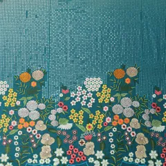 Sapphire Blue Organza Sequins Floral Threadwork Embroidery Border Fabric
