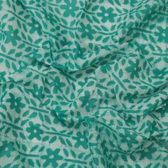 Cyan Cotton Floral Batik Print Fabric