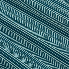 Turquoise Blue and White Stripe Print Cotton Fabric