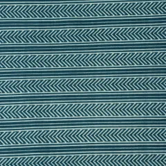 Turquoise Blue and White Stripe Print Cotton Fabric