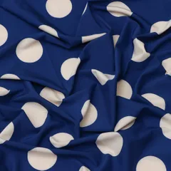 Cobalt Blue and Polkadot Printed Crepe Fabric