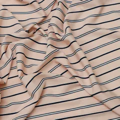 Blush Pink and White Stripe Crepe Fabric