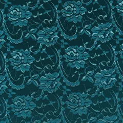 Oxford Blue Floral Chantilly Net Fabric