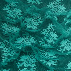 Turquoise Blue Floral Chantilly Net Fabric