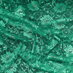 Ocean Green Floral Chantilly Net Fabric