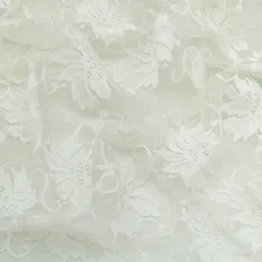 White Floral Chantilly Net Fabric