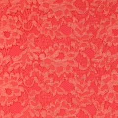 Carrot Pink Floral Chantilly Net Fabric