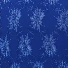Indigo Blue Floral Chantilly Net Fabric