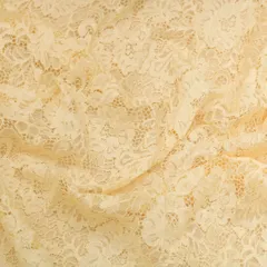 Bisque Brown Floral Chantilly Net Fabric