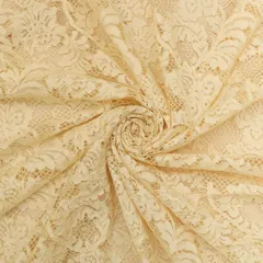 Ivory Floral Chantilly Net Fabric