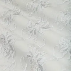 Snow White Floral Chantility Net Fabric